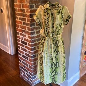 Linen snake print midi dress